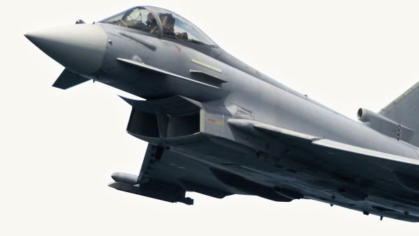 A Eurofighter Typhoon in flight