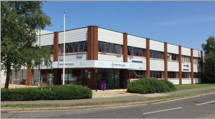 The CNF factory, Hamilton House in Aylesbury, a two-storey brick and glass building