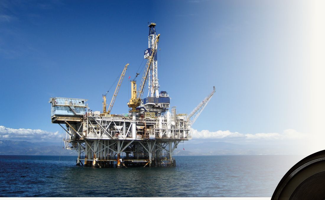 An offshore oil platform at sea